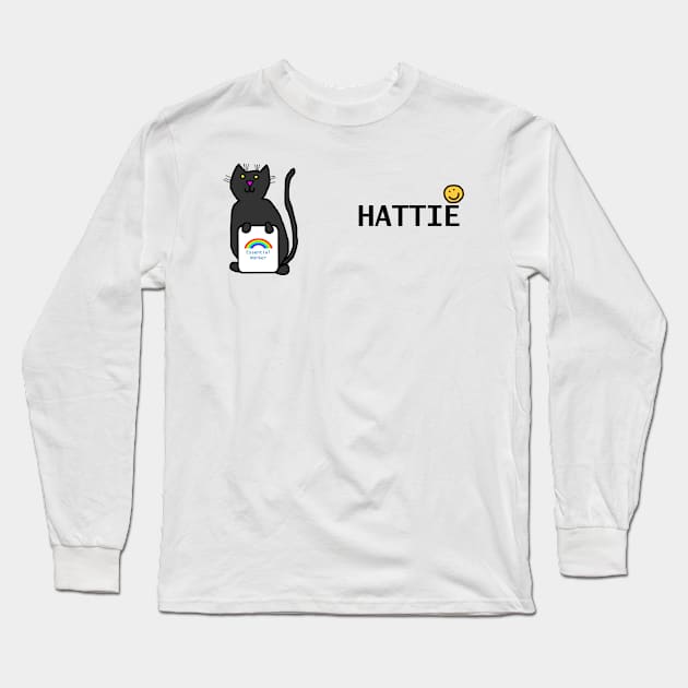 Hattie Cute Cat Essential Worker Rainbow Long Sleeve T-Shirt by ellenhenryart